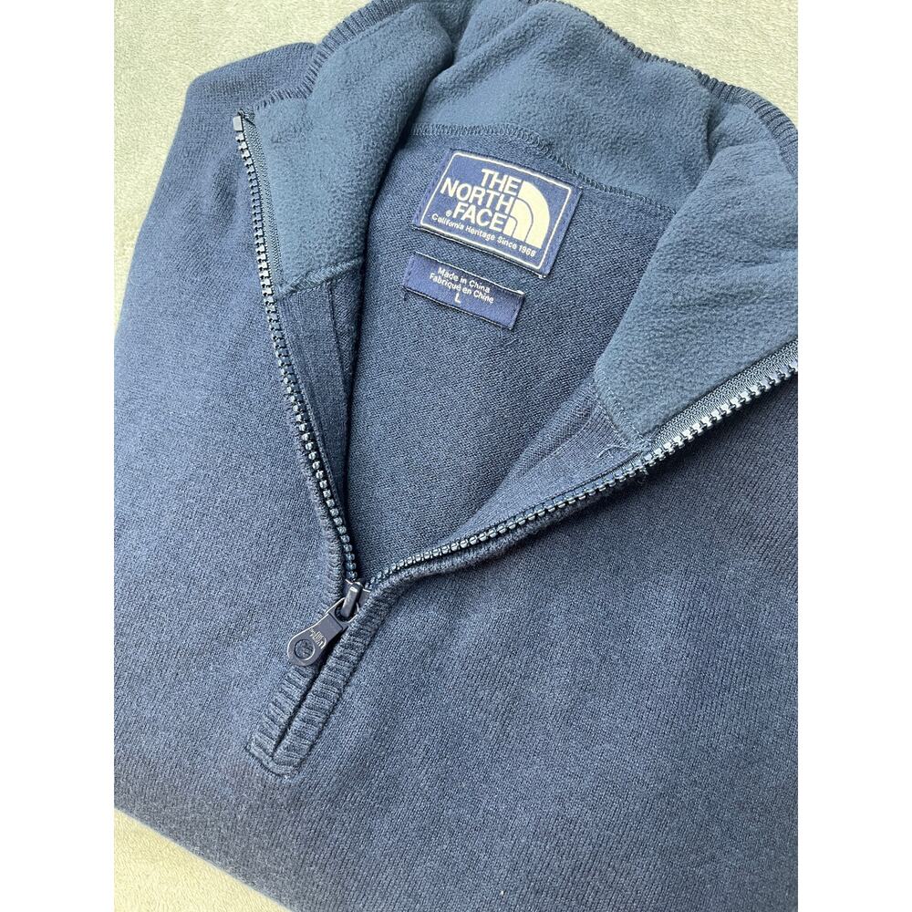 The North Face Men's 1/4 Zip Neck Sweater‎ Gray Wool Cotton Blend Pullover Large